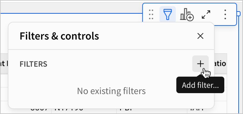 Under filters and controls, a user selects Add filter