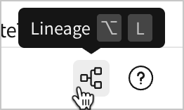 A user hovers over the Lineage icon in the workbook footer