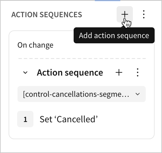 A user selects Add action in the action sequence