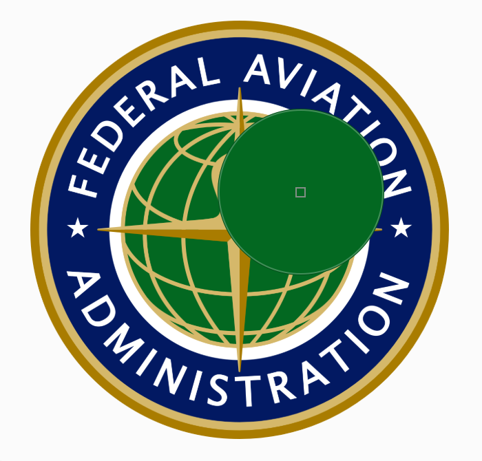 Using the color picker, a user selects the green color from the FAA logo