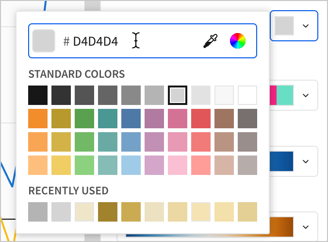 In the color picker for the canvass, a user enters the hex code D4D4D4