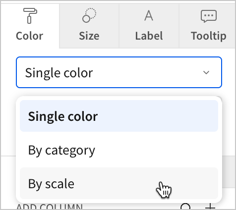 In the Color settings, a user selects the By scale option