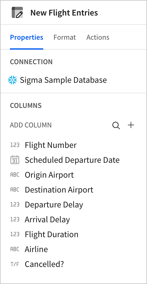 In the editor panel, the column list reflects the entries from the previous set of instructions