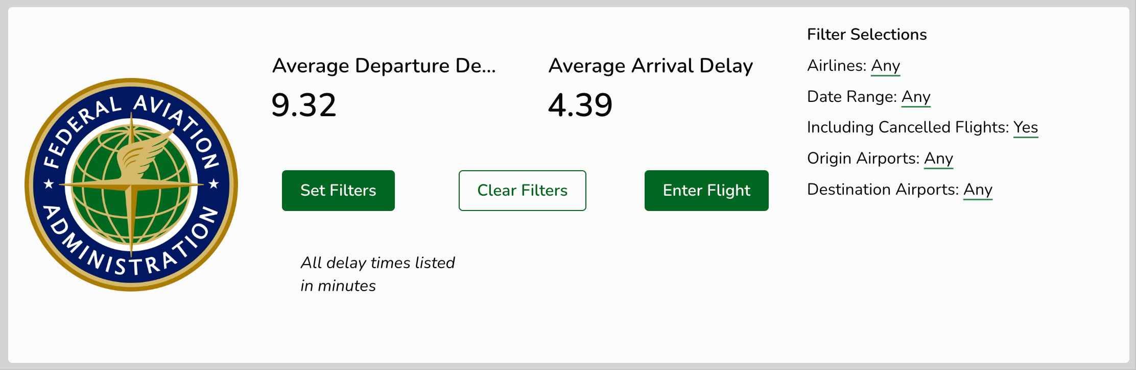 On the workbook page, an Enter Flight button is added alongside the Filter buttons